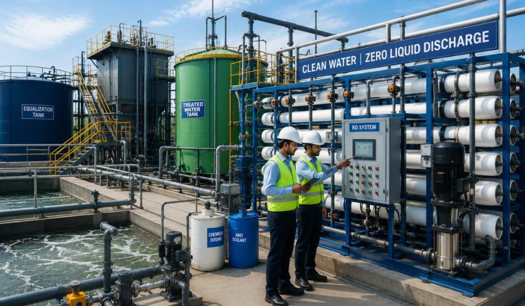 Industrial RO and Zero Liquid Discharge system in an effluent treatment plant
