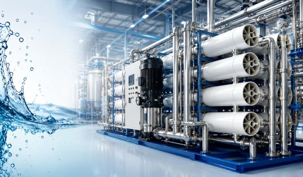Industrial reverse osmosis plant for water purification and wastewater treatment